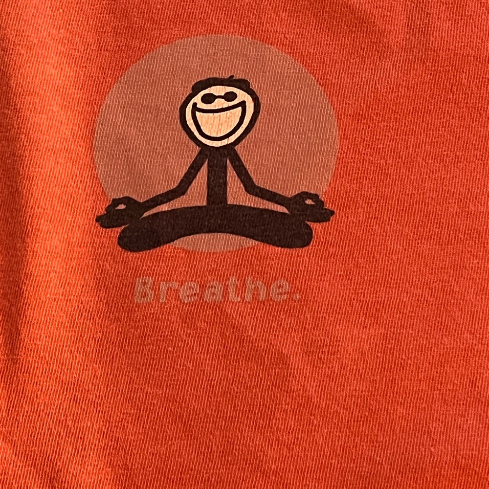 Womens life is good tshirt. Meditation pose with the word breathe. Size small. - Picture 5 of 10